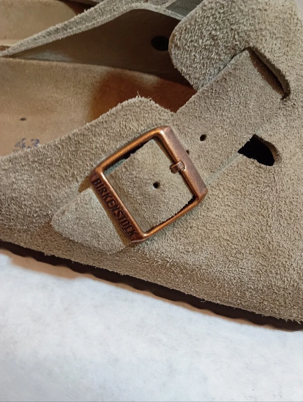 Birkenstock Taupe Suede Boston Clogs with Buckles Soft Sz 43